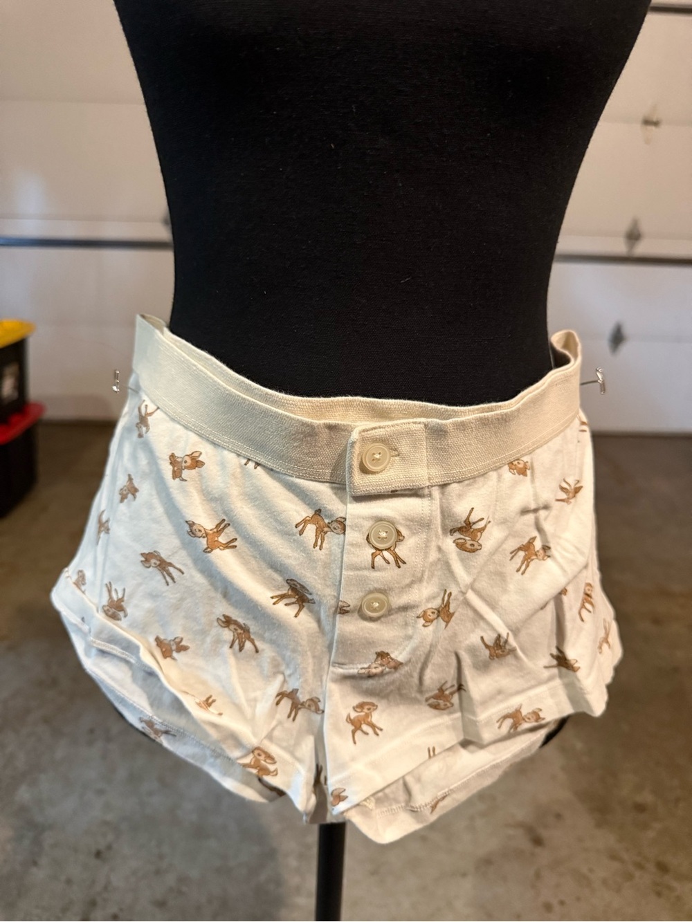 PacSun Cream Monkey Print High Waist Button-Front Shorts